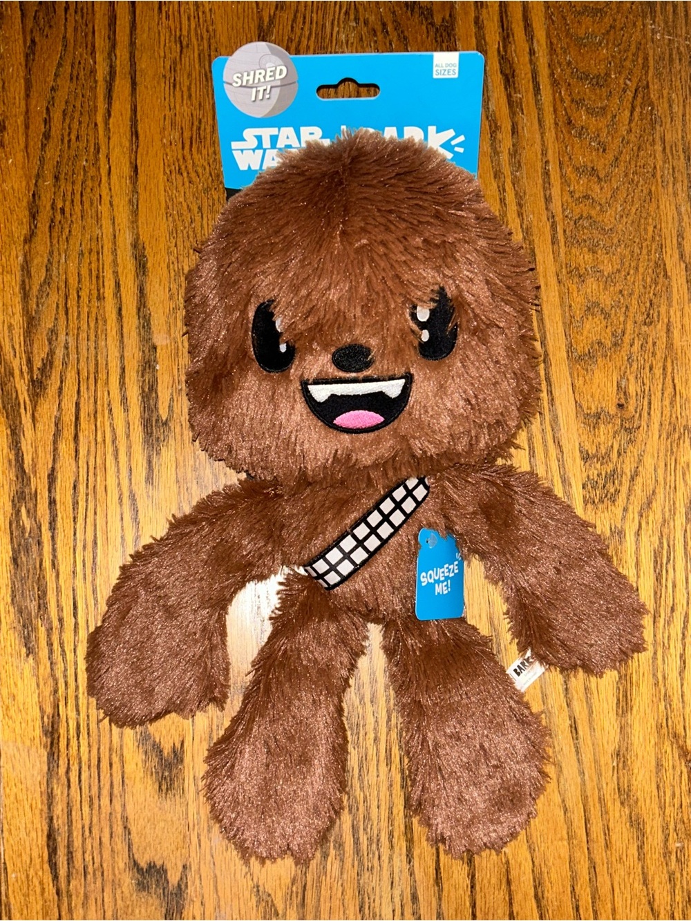 Disney Star Wars Bark Dog Toy Large 15”x9” Chewie Chewbacca Squeaker